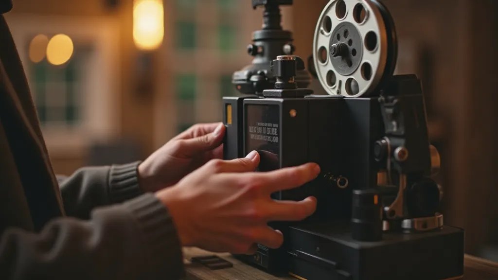 Hands Holding Vintage Slide Projector