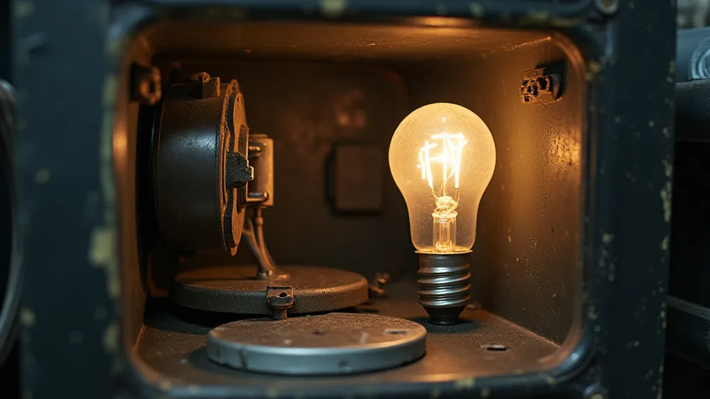 Vintage slide projector's lamphouse interior