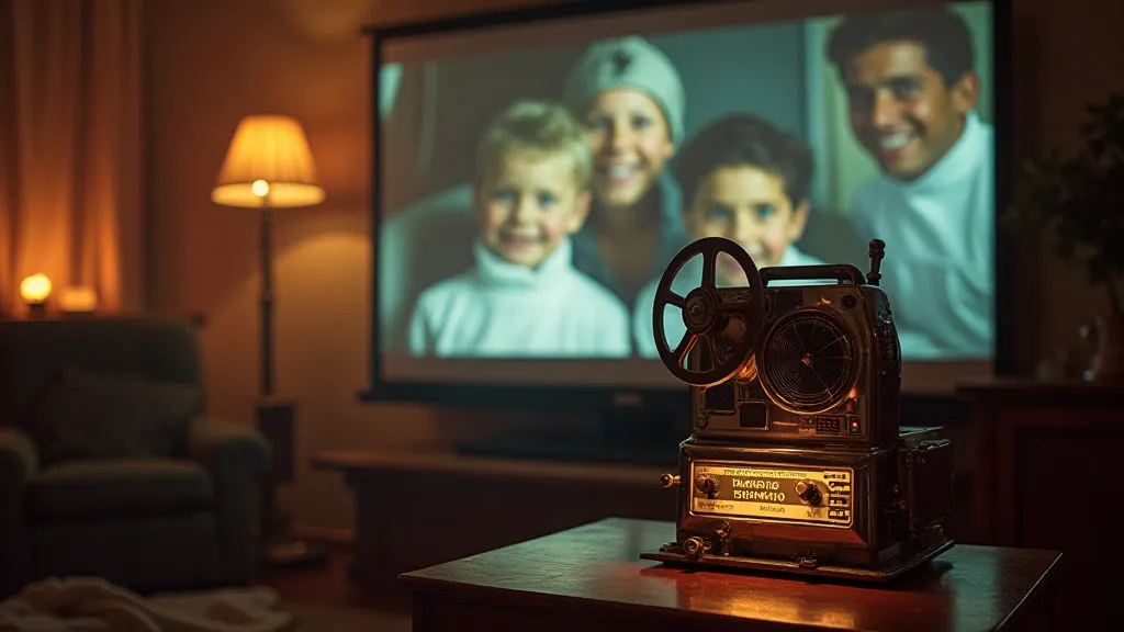 Restored vintage slide projector projecting an image