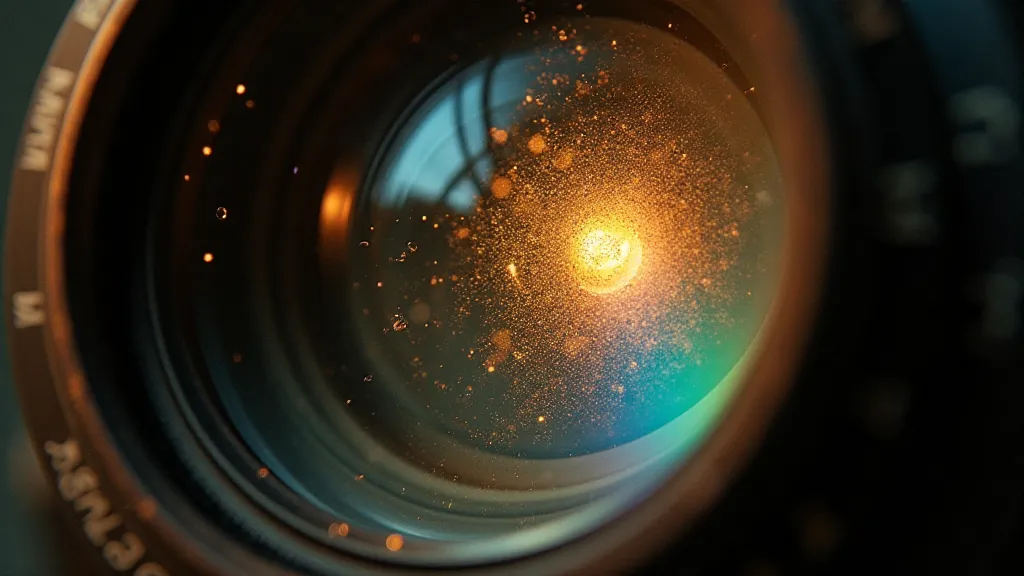 Vintage slide projector lens showing chromatic aberration